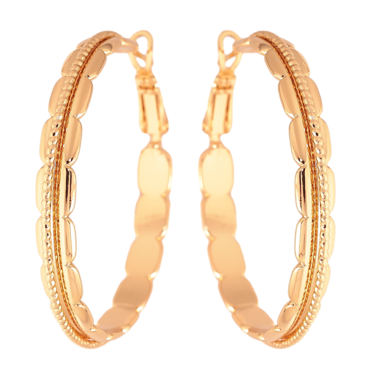 Серьги Xuping цвет Позолота 18K кольца (конго) "Декоративный узор" ø 4см фото №14