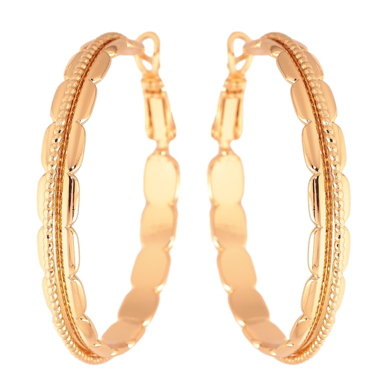 Сережки Xuping колір Позолота 18K кільця (конго) "Декоративний візерунок" ø 4см фото №6 Сережки Xuping колір Позолота 18K кільця (конго) "Декоративний візерунок" ø 4см фото №6