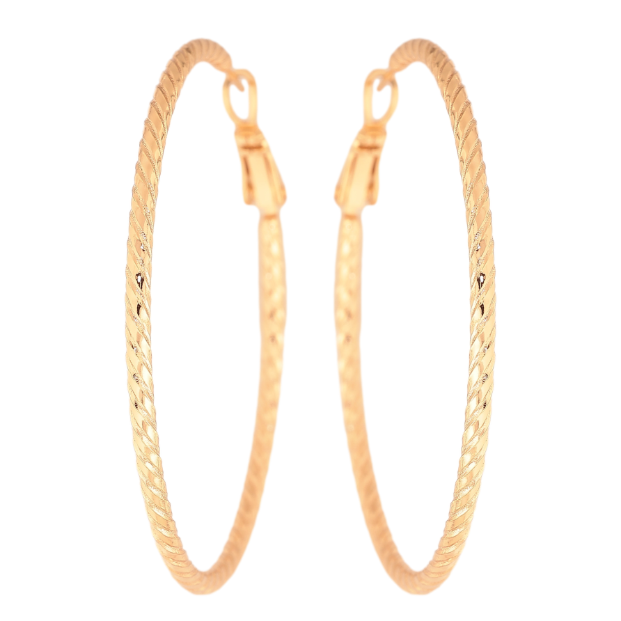 Сережки Xuping колір Позолота 18K кільця (конго) "Декоративний візерунок" ø 5см фото №1 Сережки Xuping колір Позолота 18K кільця (конго) "Декоративний візерунок" ø 5см фото №1