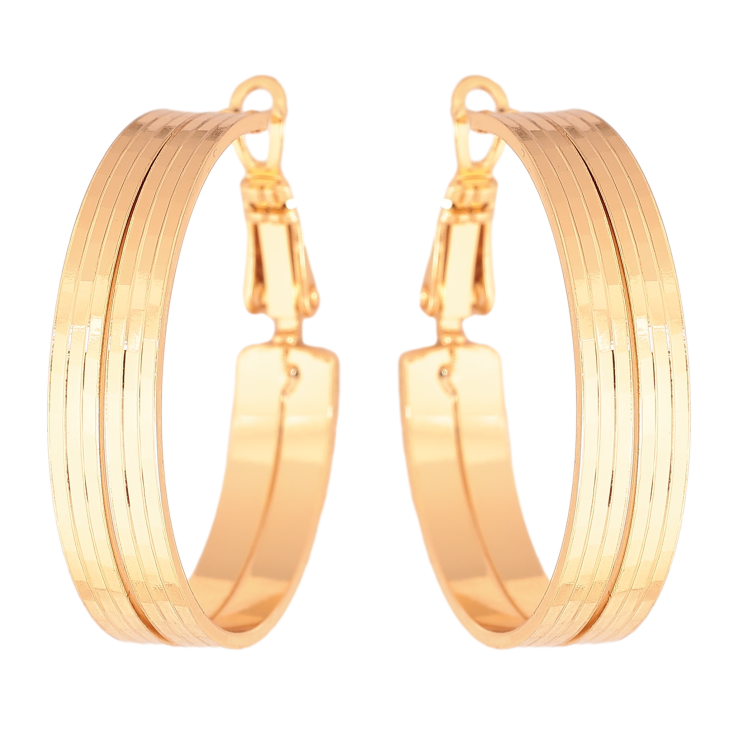 Серьги Xuping цвет Позолота 18K кольца (конго) "Декоративный узор" ø 3см фото №25