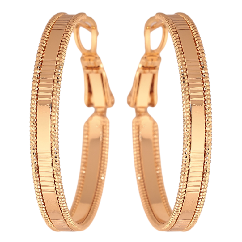 Сережки Xuping колір Позолота 18K кільця (конго) "Декоративний візерунок" ø 3см фото №3 Сережки Xuping колір Позолота 18K кільця (конго) "Декоративний візерунок" ø 3см фото №3