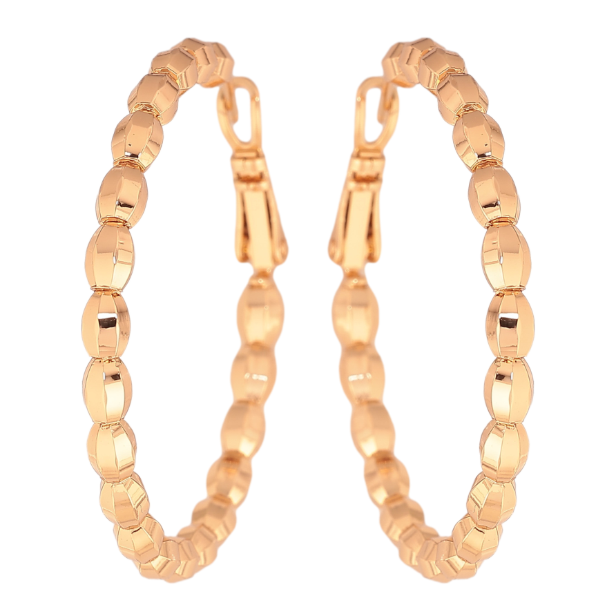 Сережки Xuping колір Позолота 18K кільця (конго) "Декоративний візерунок" ø 4см фото №1 Сережки Xuping колір Позолота 18K кільця (конго) "Декоративний візерунок" ø 4см фото №1