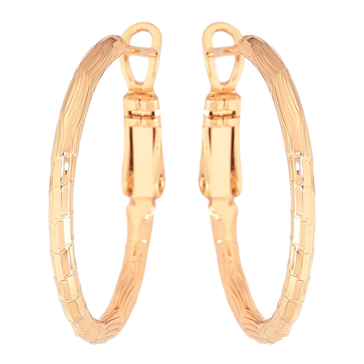 Серьги Xuping цвет Позолота 18K кольца (конго) "Декоративный узор" ø 2.5см фото №3