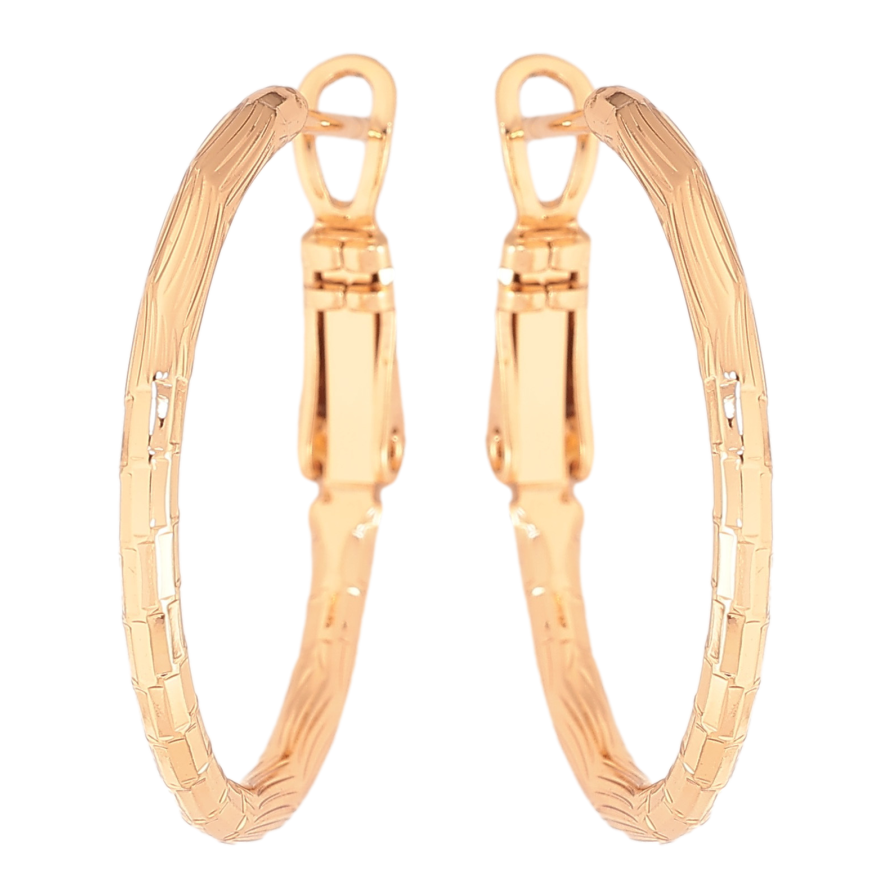 Серьги Xuping цвет Позолота 18K кольца (конго) "Декоративный узор" ø 2.5см фото №1 Серьги Xuping цвет Позолота 18K кольца (конго) "Декоративный узор" ø 2.5см фото №1