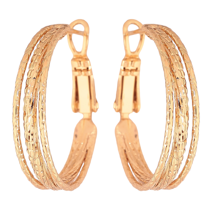 Серьги Xuping цвет Позолота 18K кольца (конго) "Декоративный узор" ø 2.5см фото №12