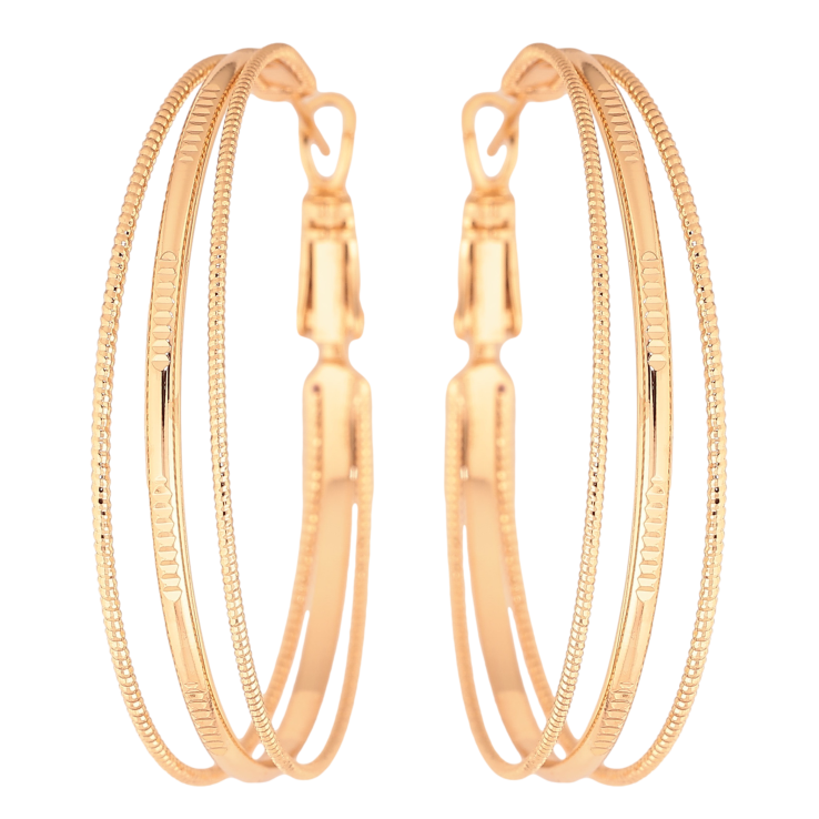 Серьги Xuping цвет Позолота 18K кольца (конго) "Тройные" ø 4см фото №9