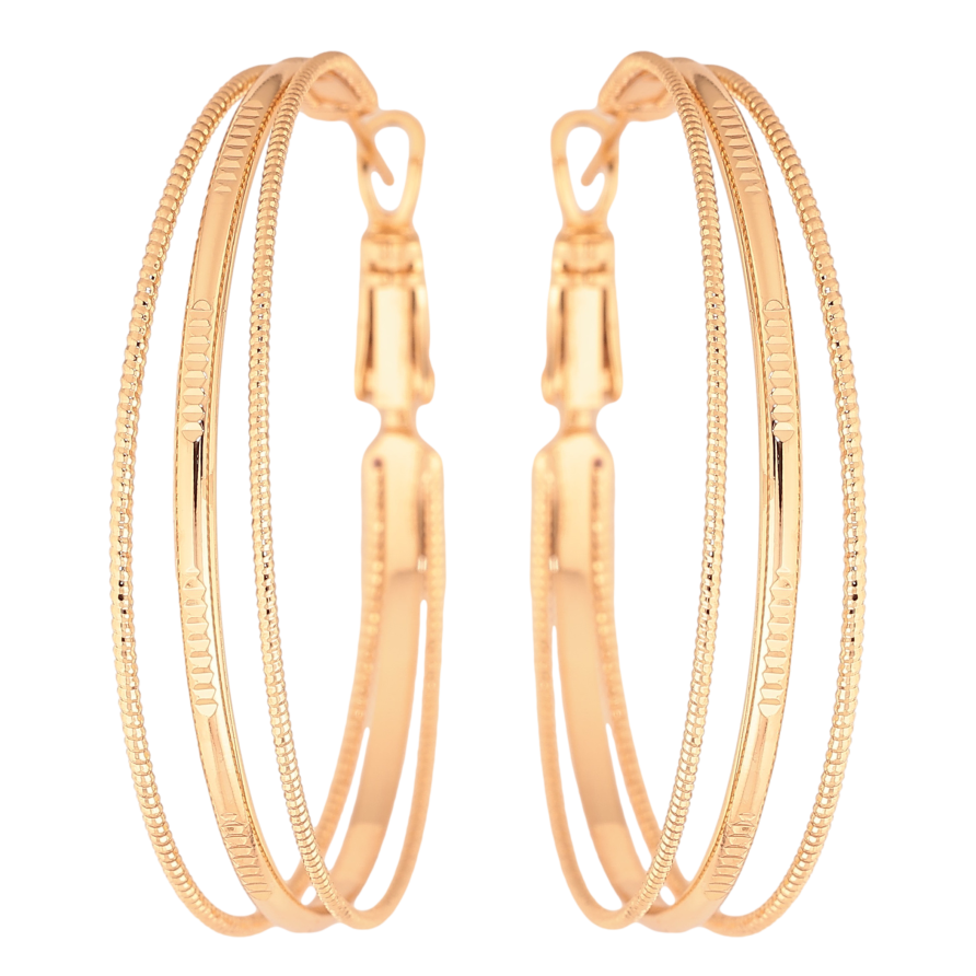Серьги Xuping цвет Позолота 18K кольца (конго) "Тройные" ø 4см фото №1 Серьги Xuping цвет Позолота 18K кольца (конго) "Тройные" ø 4см фото №1