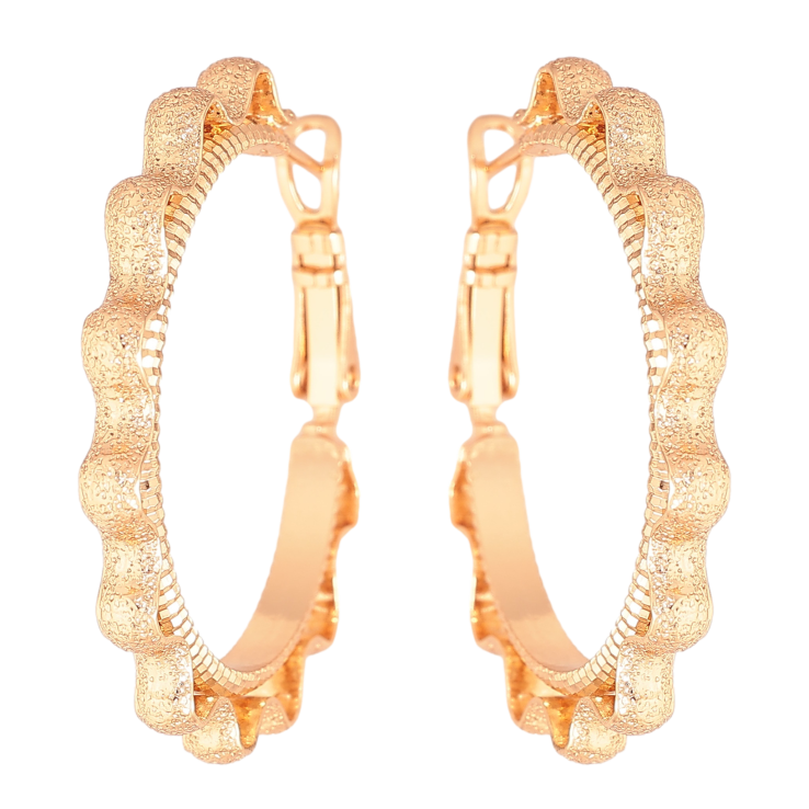 Серьги Xuping цвет Позолота 18K кольца (конго) "Декоративный узор" ø 3,5см фото №8