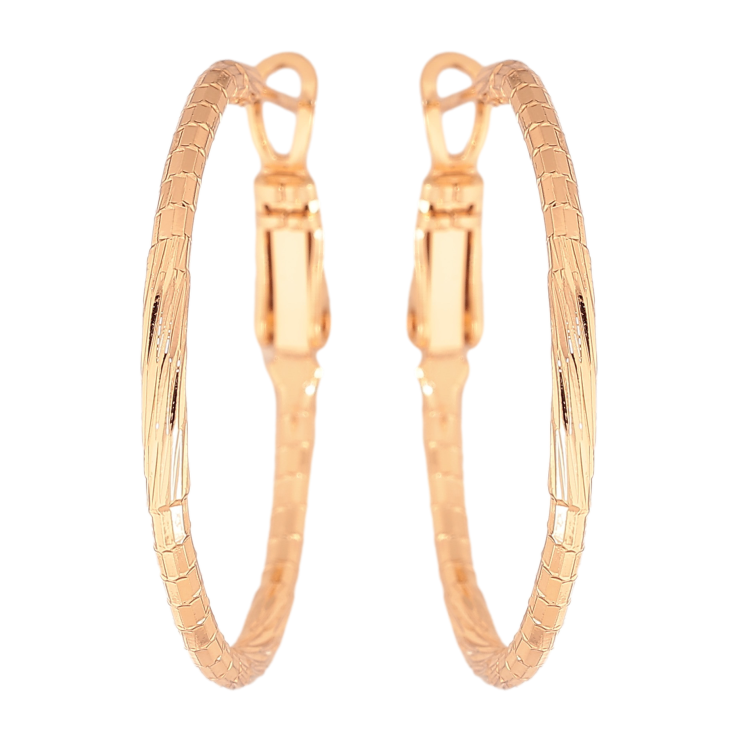 Серьги Xuping цвет Позолота 18K кольца (конго) "Декоративный узор" ø 3см фото №17