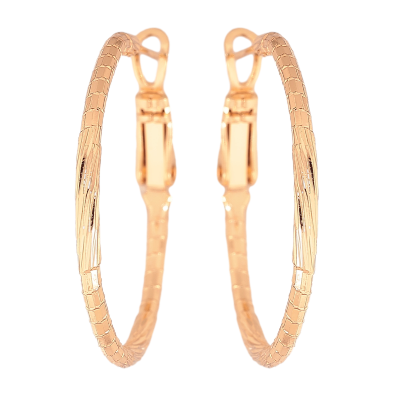 Серьги Xuping цвет Позолота 18K кольца (конго) "Декоративный узор" ø 3см фото №3 Серьги Xuping цвет Позолота 18K кольца (конго) "Декоративный узор" ø 3см фото №3
