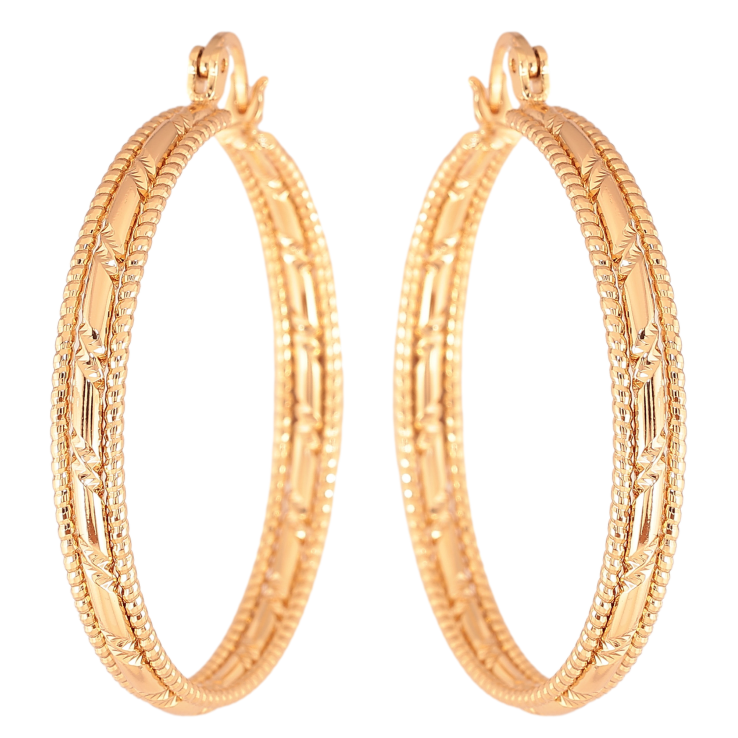 Серьги Xuping цвет Позолота 18K кольца (конго) "Декоративный узор" ø 4см фото №22