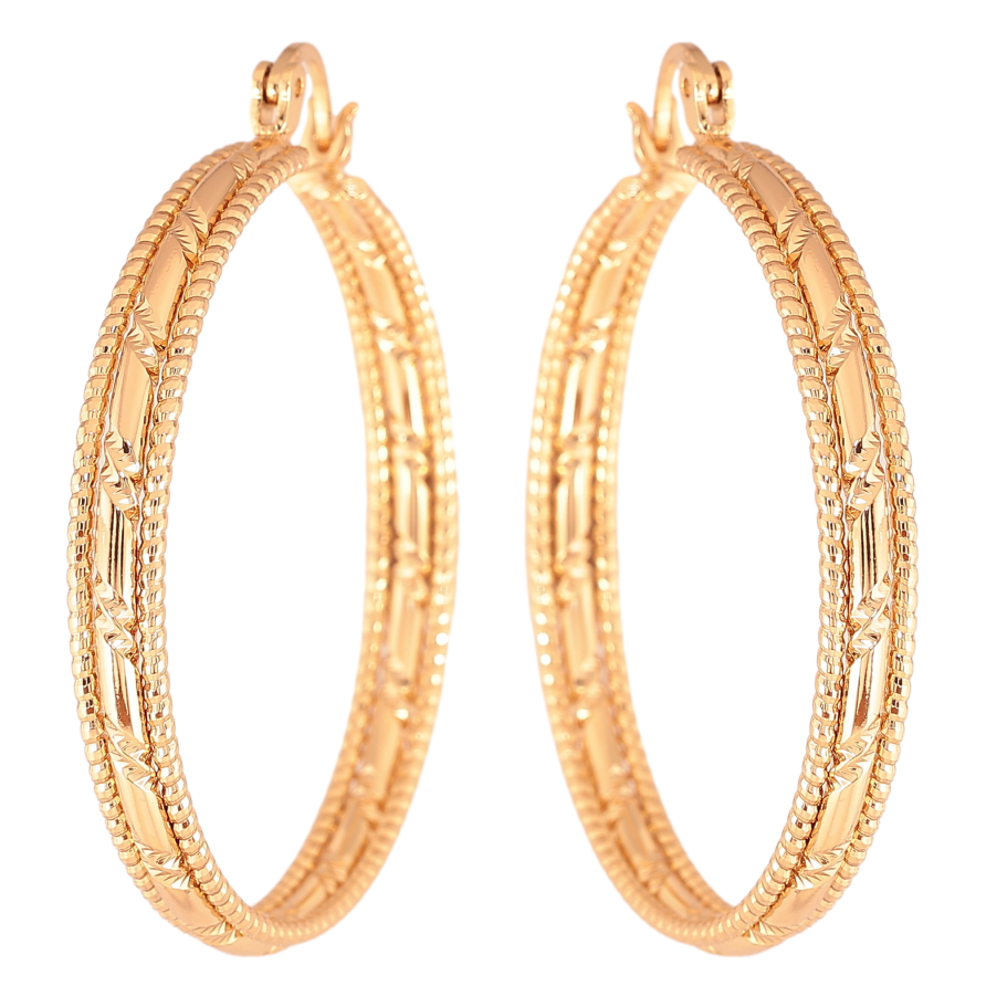 Серьги Xuping цвет Позолота 18K кольца (конго) "Декоративный узор" ø 4см фото №1 Серьги Xuping цвет Позолота 18K кольца (конго) "Декоративный узор" ø 4см фото №1