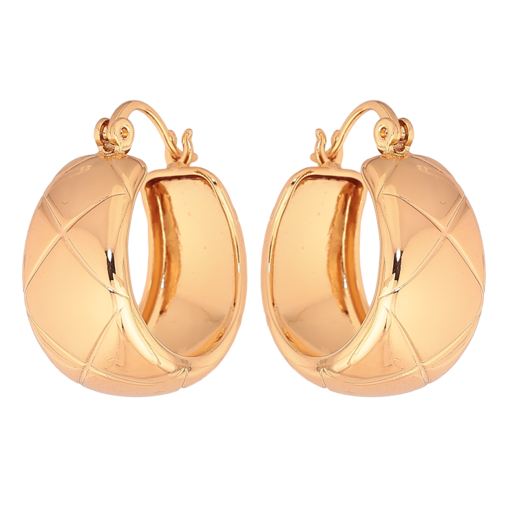 Серьги Xuping цвет Позолота 18K кольца (конго) "Широкие кольца с узором" ø 2см фото №5
