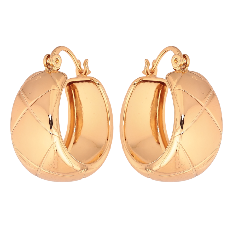 Серьги Xuping цвет Позолота 18K кольца (конго) "Широкие кольца с узором" ø 2см фото №1