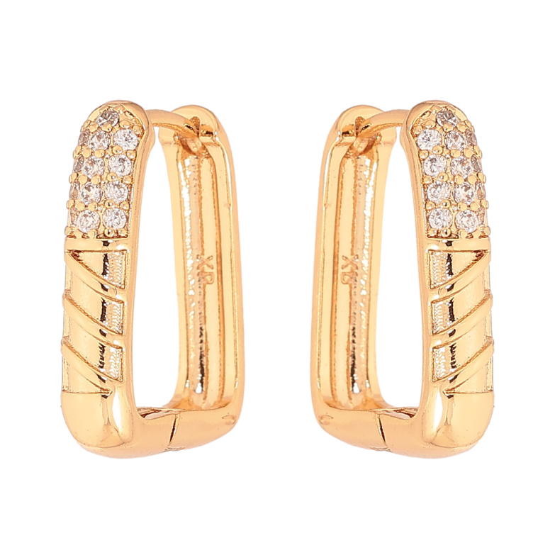 Сережки Xuping колір Позолота 18К колечка "Візерунок з кристалами" фото №4