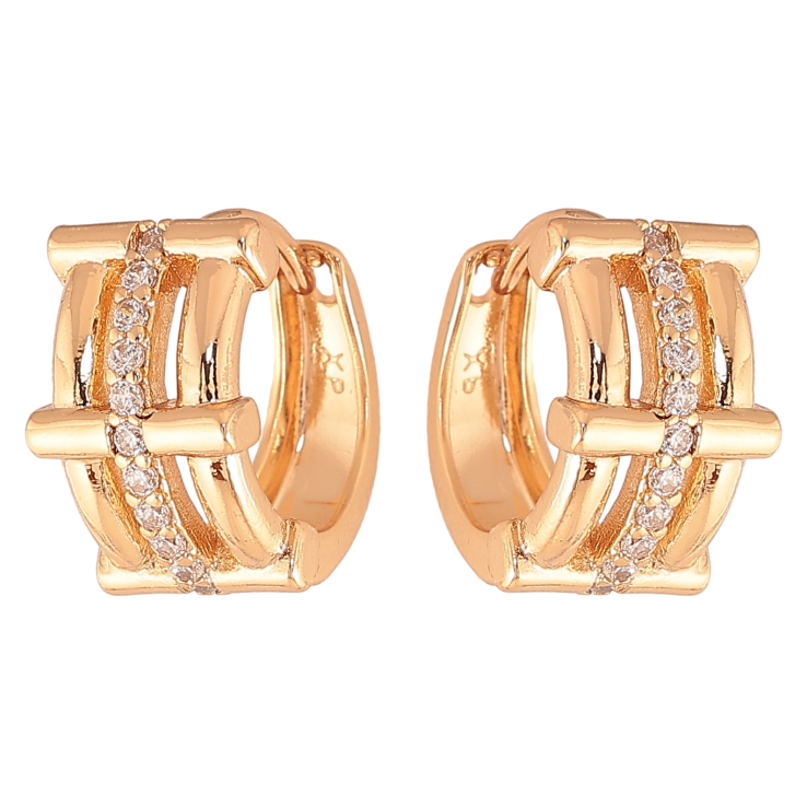Серьги Xuping цвет Позолота 18K колечки "Узор с кристаллами" фото №18 Серьги Xuping цвет Позолота 18K колечки "Узор с кристаллами" фото №18