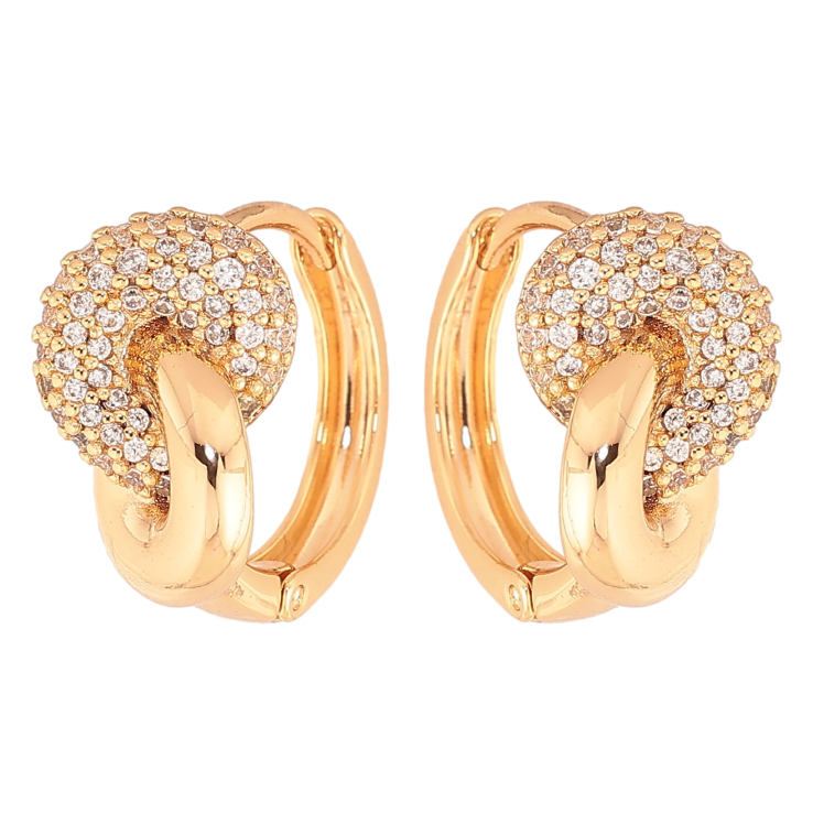 Серьги Xuping цвет Позолота 18K колечки "Узор с кристаллами"  фото №22