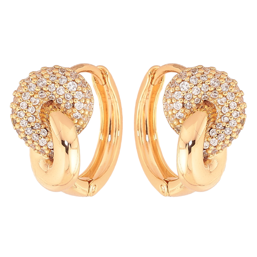 Серьги Xuping цвет Позолота 18K колечки "Узор с кристаллами" фото №1 Серьги Xuping цвет Позолота 18K колечки "Узор с кристаллами" фото №1