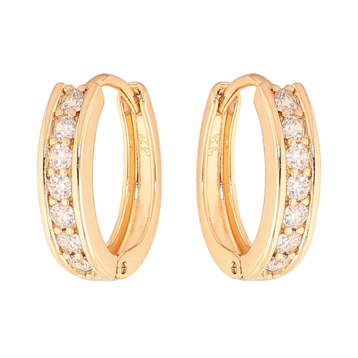 Серьги Xuping цвет Позолота 18K колечки "Дорожки кристаллов" фото №10