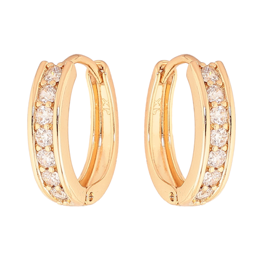 Серьги Xuping цвет Позолота 18K колечки "Дорожки кристаллов" фото №1