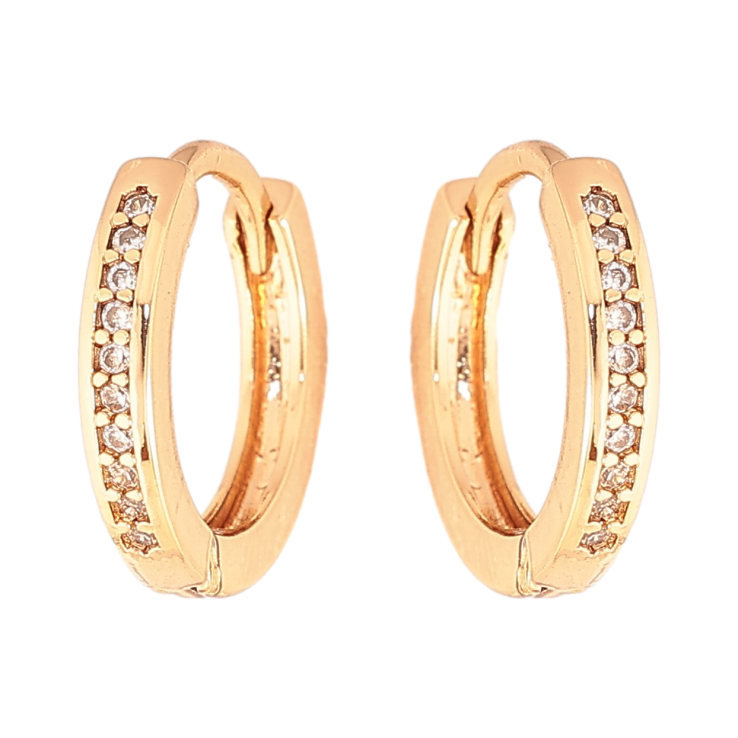 Серьги Xuping цвет Позолота 18K колечки "Дорожки кристаллов" фото №16