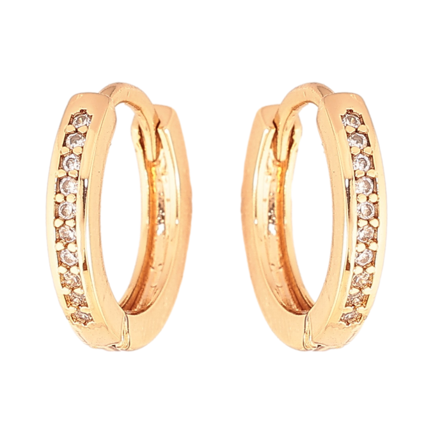 Серьги Xuping цвет Позолота 18K колечки "Дорожки кристаллов" фото №1