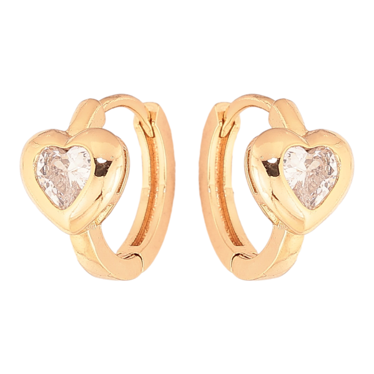 Серьги Xuping цвет Позолота 18K колечки "Кристальные сердечки" фото №14