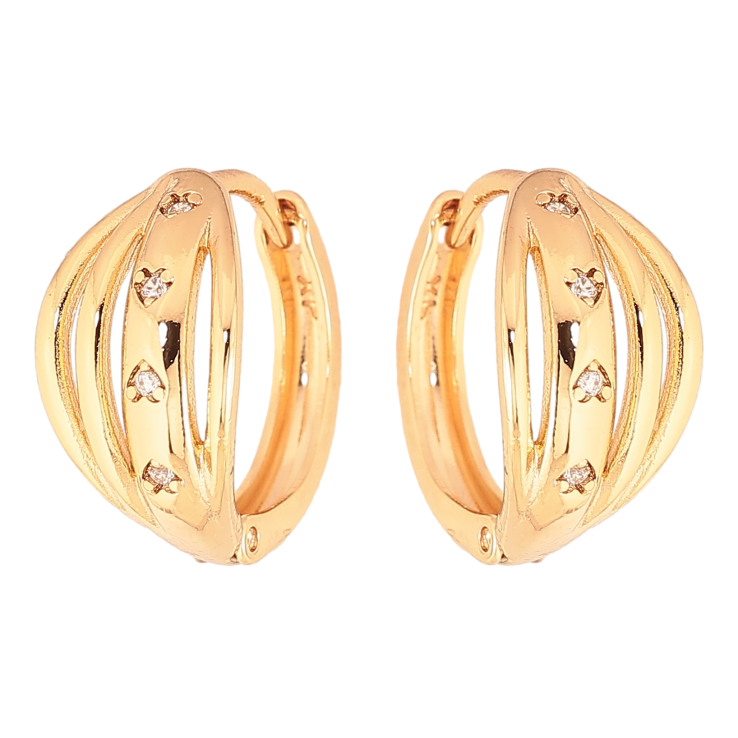 Серьги Xuping цвет Позолота 18K колечки "Узор с кристаллами" фото №3 Серьги Xuping цвет Позолота 18K колечки "Узор с кристаллами" фото №3