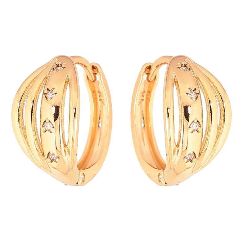 Серьги Xuping цвет Позолота 18K колечки "Узор с кристаллами" фото №2 Серьги Xuping цвет Позолота 18K колечки "Узор с кристаллами" фото №2