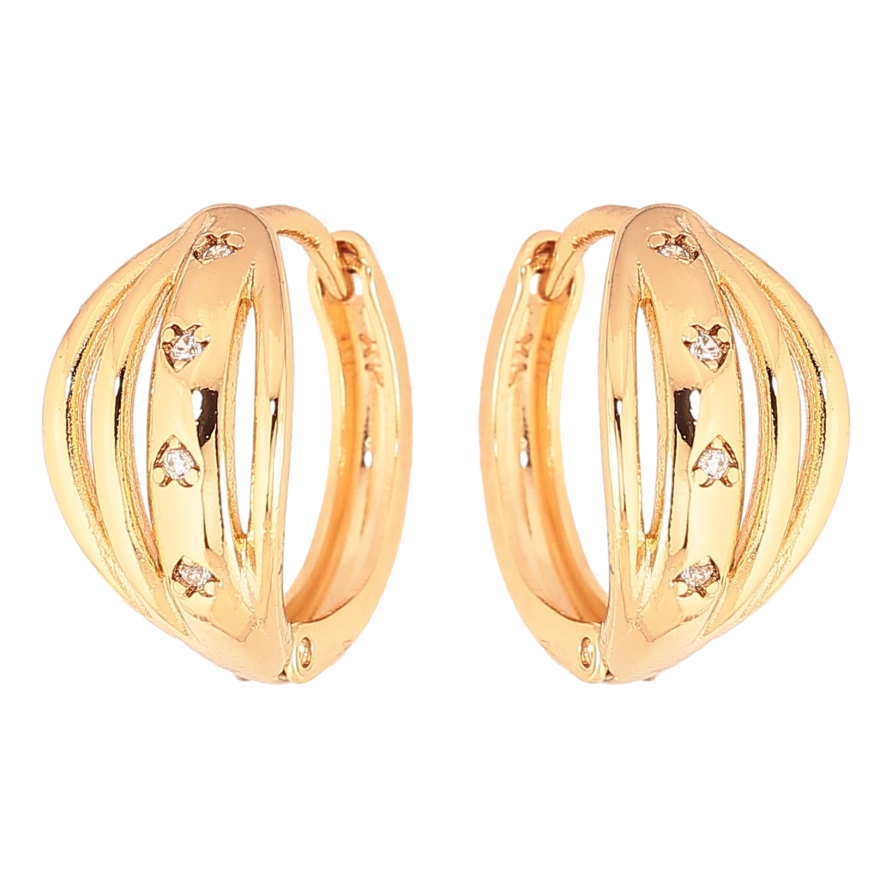 Сережки Xuping колір Позолота 18K колечка "Візерунок з кристалами" фото №1 Сережки Xuping колір Позолота 18K колечка "Візерунок з кристалами" фото №1