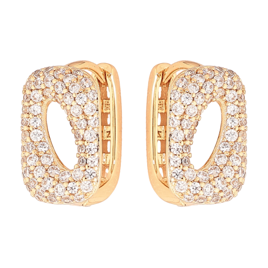 Сережки Xuping колір Позолота 18K колечка "Інкрустація кристалами" фото №1 Сережки Xuping колір Позолота 18K колечка "Інкрустація кристалами" фото №1