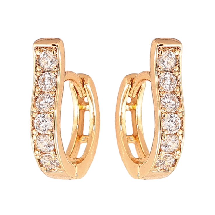 Сережки Xuping колір Позолота 18K колечка "Доріжки кристалів" фото №6 Сережки Xuping колір Позолота 18K колечка "Доріжки кристалів" фото №6