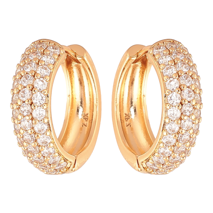 Сережки Xuping колір Позолота 18K колечка "Інкрустація кристалами" фото №3 Сережки Xuping колір Позолота 18K колечка "Інкрустація кристалами" фото №3