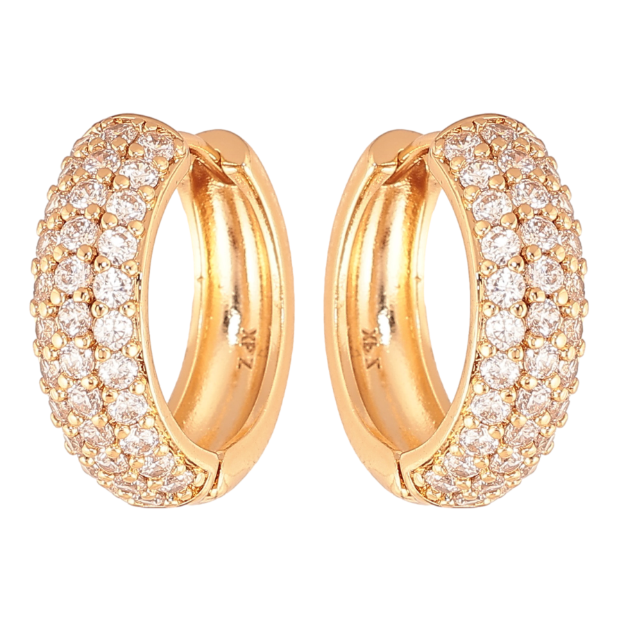 Сережки Xuping колір Позолота 18K колечка "Інкрустація кристалами" фото №1 Сережки Xuping колір Позолота 18K колечка "Інкрустація кристалами" фото №1
