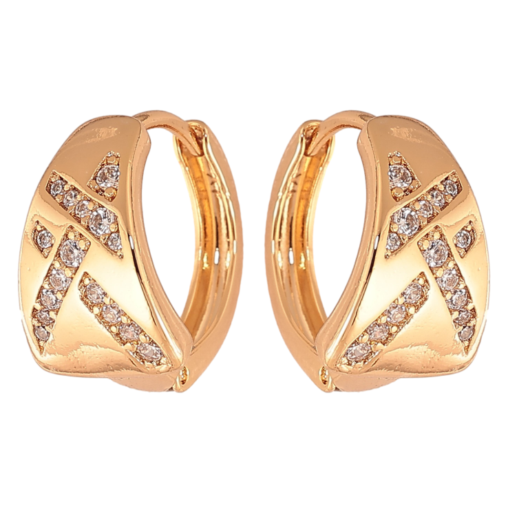 Серьги Xuping цвет Позолота 18K колечки "Узор с кристаллами" фото №13 Серьги Xuping цвет Позолота 18K колечки "Узор с кристаллами" фото №13