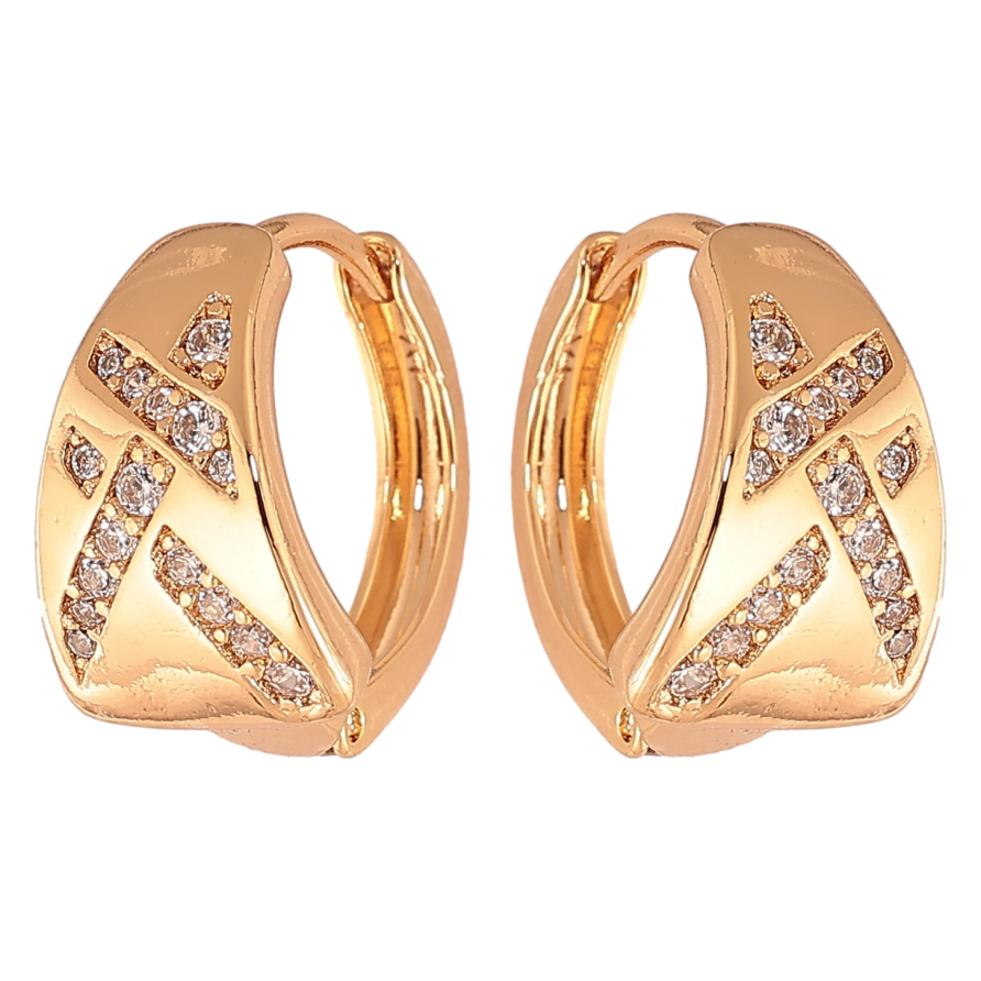 Серьги Xuping цвет Позолота 18K колечки "Узор с кристаллами" фото №1 Серьги Xuping цвет Позолота 18K колечки "Узор с кристаллами" фото №1