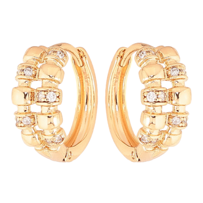 Серьги Xuping цвет Позолота 18K колечки "Узор с кристаллами" фото №8 Серьги Xuping цвет Позолота 18K колечки "Узор с кристаллами" фото №8