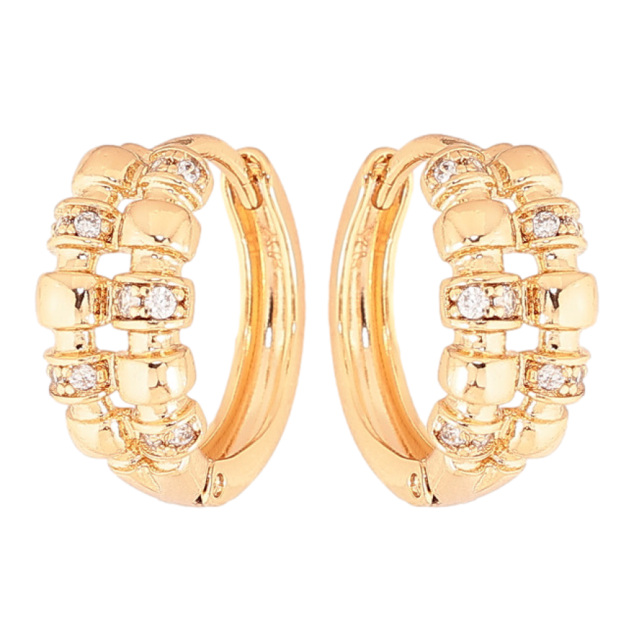 Серьги Xuping цвет Позолота 18K колечки "Узор с кристаллами" фото №1 Серьги Xuping цвет Позолота 18K колечки "Узор с кристаллами" фото №1