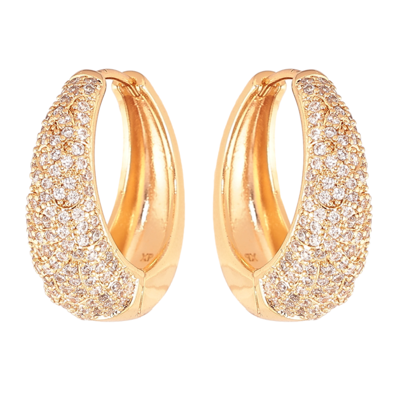 Серьги Xuping цвет Позолота 18K колечки "Инкрустация кристаллами"  фото №1