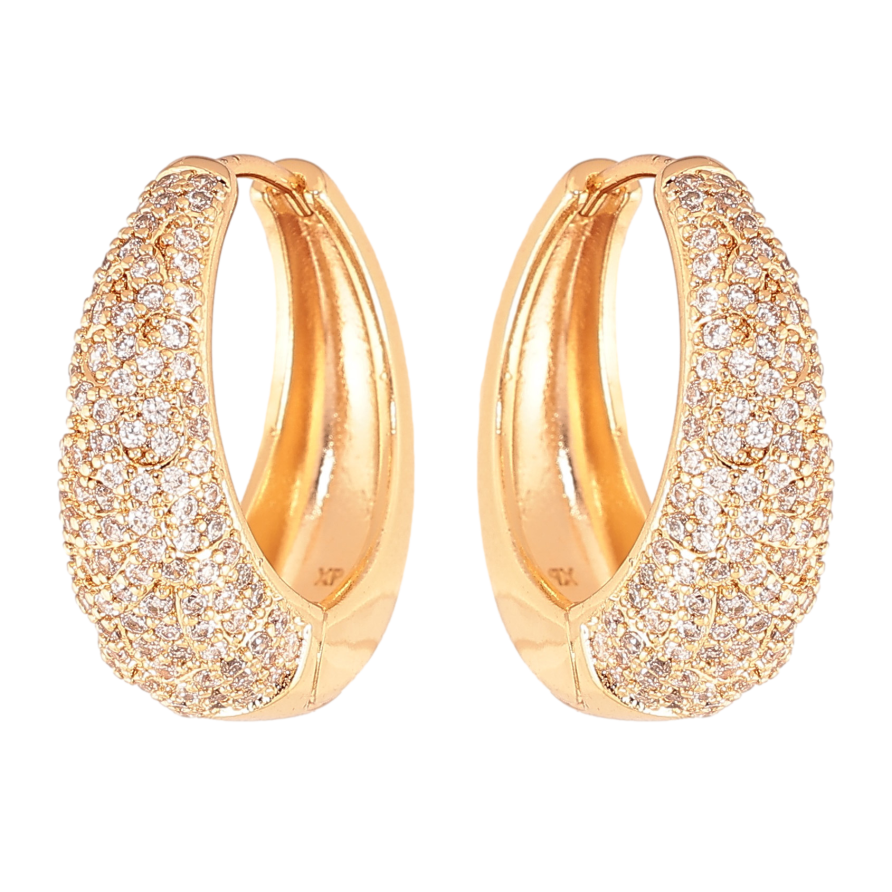 Серьги Xuping цвет Позолота 18K колечки "Инкрустация кристаллами"  фото №1
