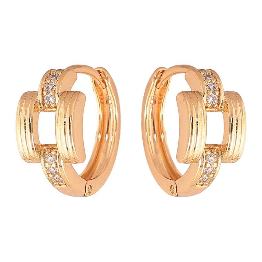 Серьги Xuping цвет Позолота 18K колечки "Узор с кристаллами" фото №1 Серьги Xuping цвет Позолота 18K колечки "Узор с кристаллами" фото №1