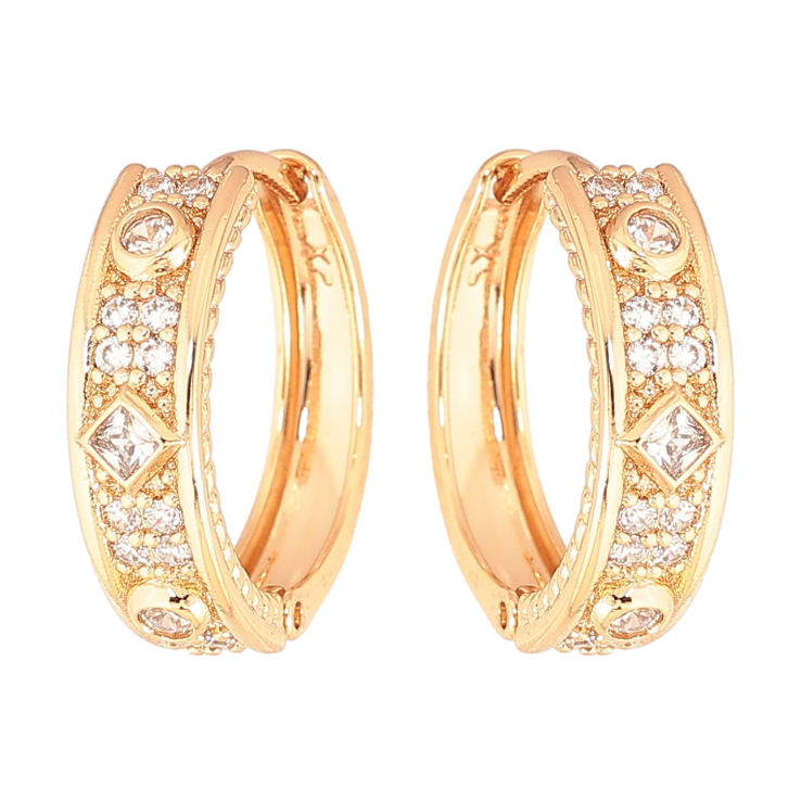Серьги Xuping цвет Позолота 18K колечки "Узор с кристаллами" фото №20 Серьги Xuping цвет Позолота 18K колечки "Узор с кристаллами" фото №20