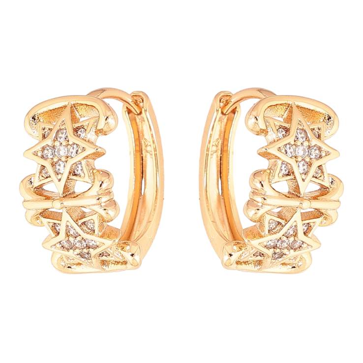Серьги Xuping цвет Позолота 18K колечки "Узор с кристаллами" фото №9 Серьги Xuping цвет Позолота 18K колечки "Узор с кристаллами" фото №9