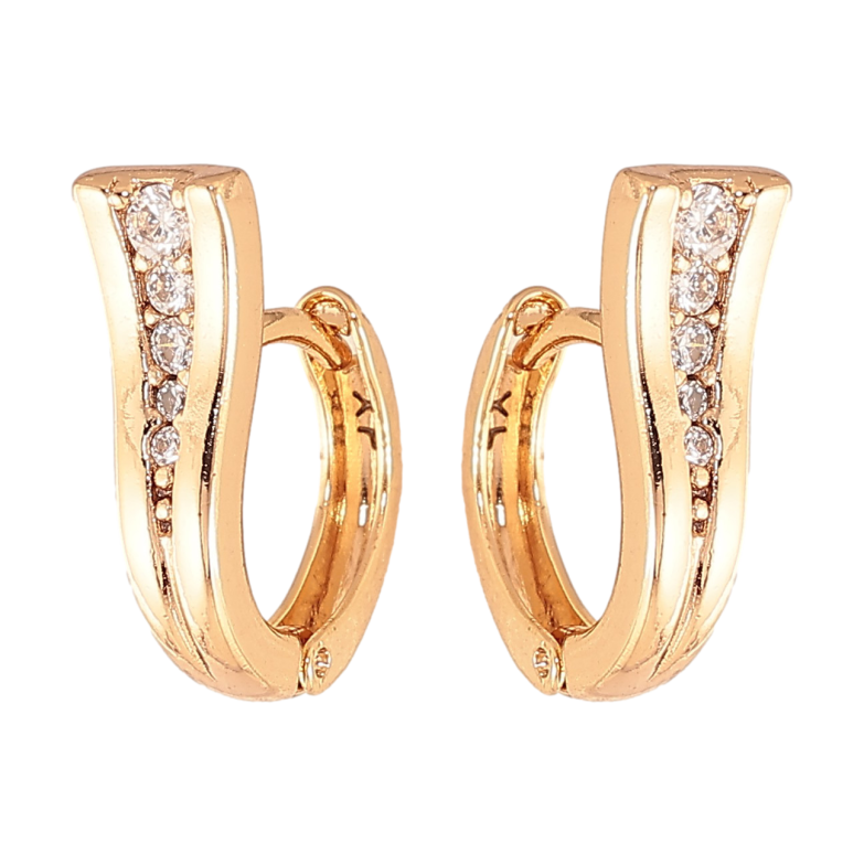 Сережки Xuping колір Позолота 18K колечка "Візерунок з кристалами" фото №13