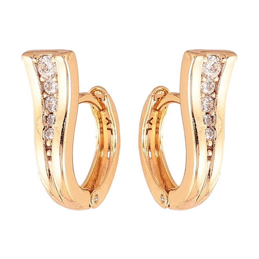 Серьги Xuping цвет Позолота 18K колечки "Узор с кристаллами"  фото №1