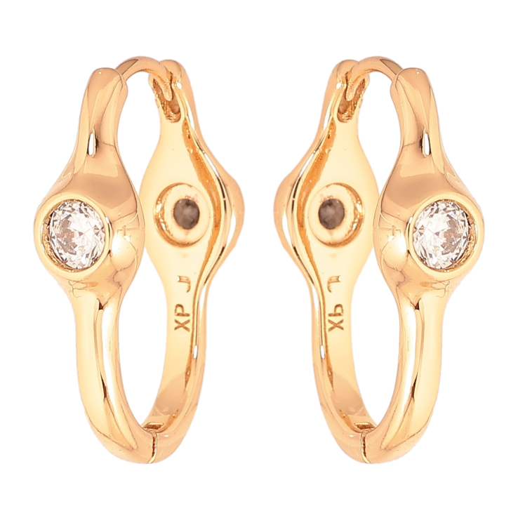 Серьги Xuping цвет Позолота 18K колечки "Узор с кристаллами двусторонний" фото №9 Серьги Xuping цвет Позолота 18K колечки "Узор с кристаллами двусторонний" фото №9
