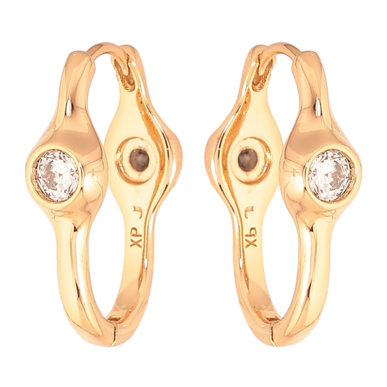 Серьги Xuping цвет Позолота 18K колечки "Узор с кристаллами двусторонний" фото №9 Серьги Xuping цвет Позолота 18K колечки "Узор с кристаллами двусторонний" фото №9