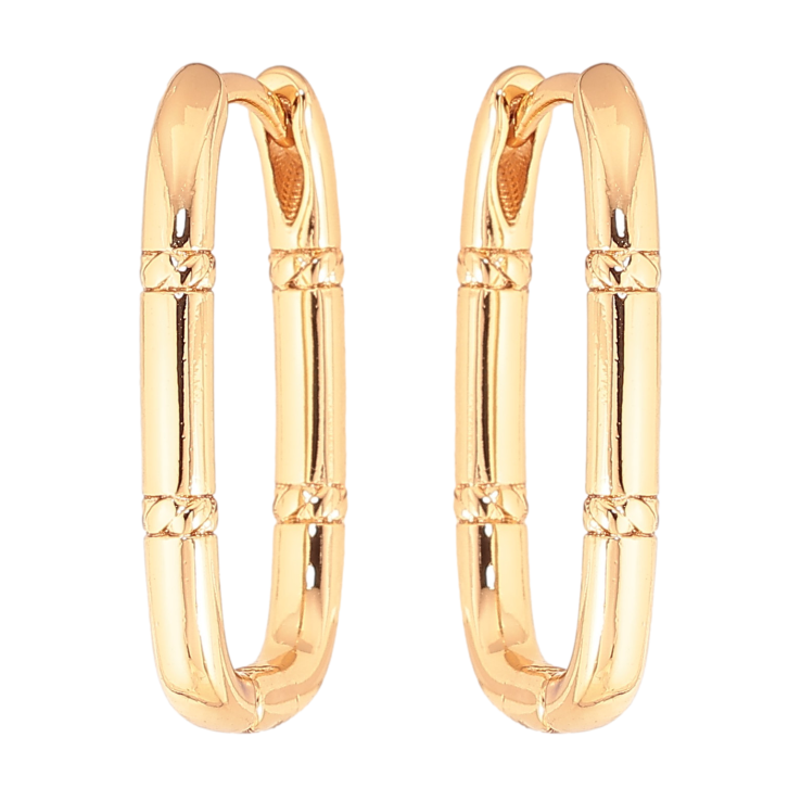 Серьги Xuping цвет Позолота 18K колечки "Овальные с узором" фото №6 Серьги Xuping цвет Позолота 18K колечки "Овальные с узором" фото №6