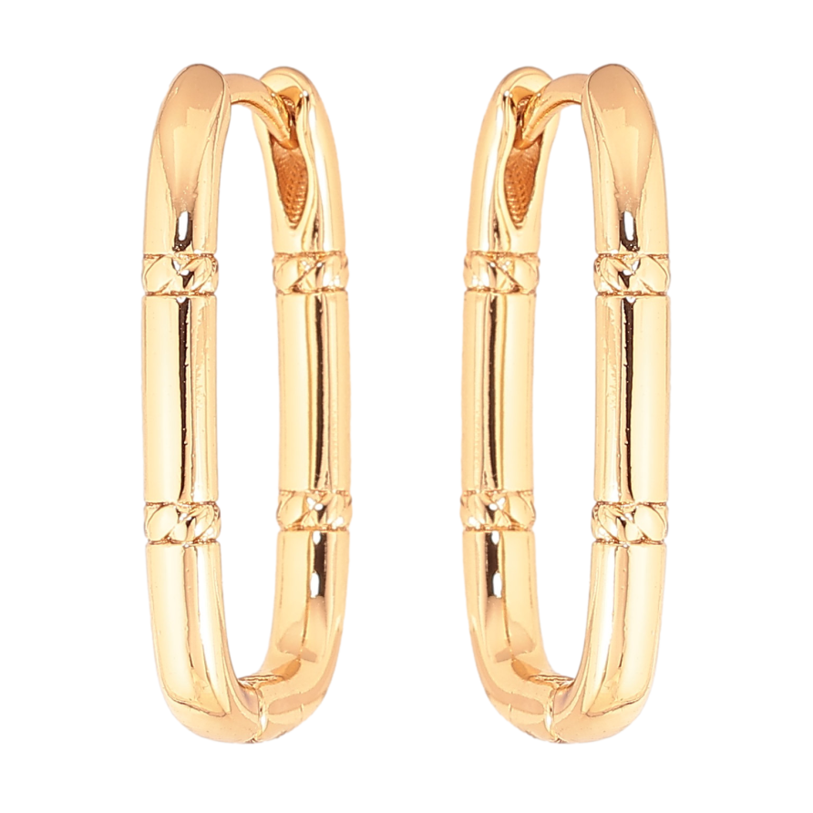 Серьги Xuping цвет Позолота 18K колечки "Овальные с узором" фото №1 Серьги Xuping цвет Позолота 18K колечки "Овальные с узором" фото №1