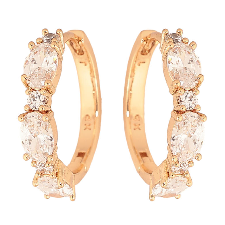 Серьги Xuping цвет Позолота 18K колечки "Узор с кристаллами" фото №2 Серьги Xuping цвет Позолота 18K колечки "Узор с кристаллами" фото №2